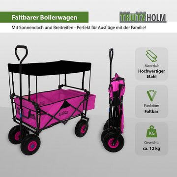 TRUTZHOLM Bollerwagen Bollerwagen faltbar mit Vollgummi-Rädern, Hecktasche und Teleskopgriff
