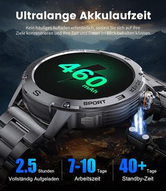 Lige Anruf 460mAh Langer Laufzeit Batterie 5ATM Wasserdicht Herren's Smartwatch (1,43 Zoll, Android/iOS), Fitness Tracker Blutdruck/Herzfrequenz/Spo2 Tracker Sport