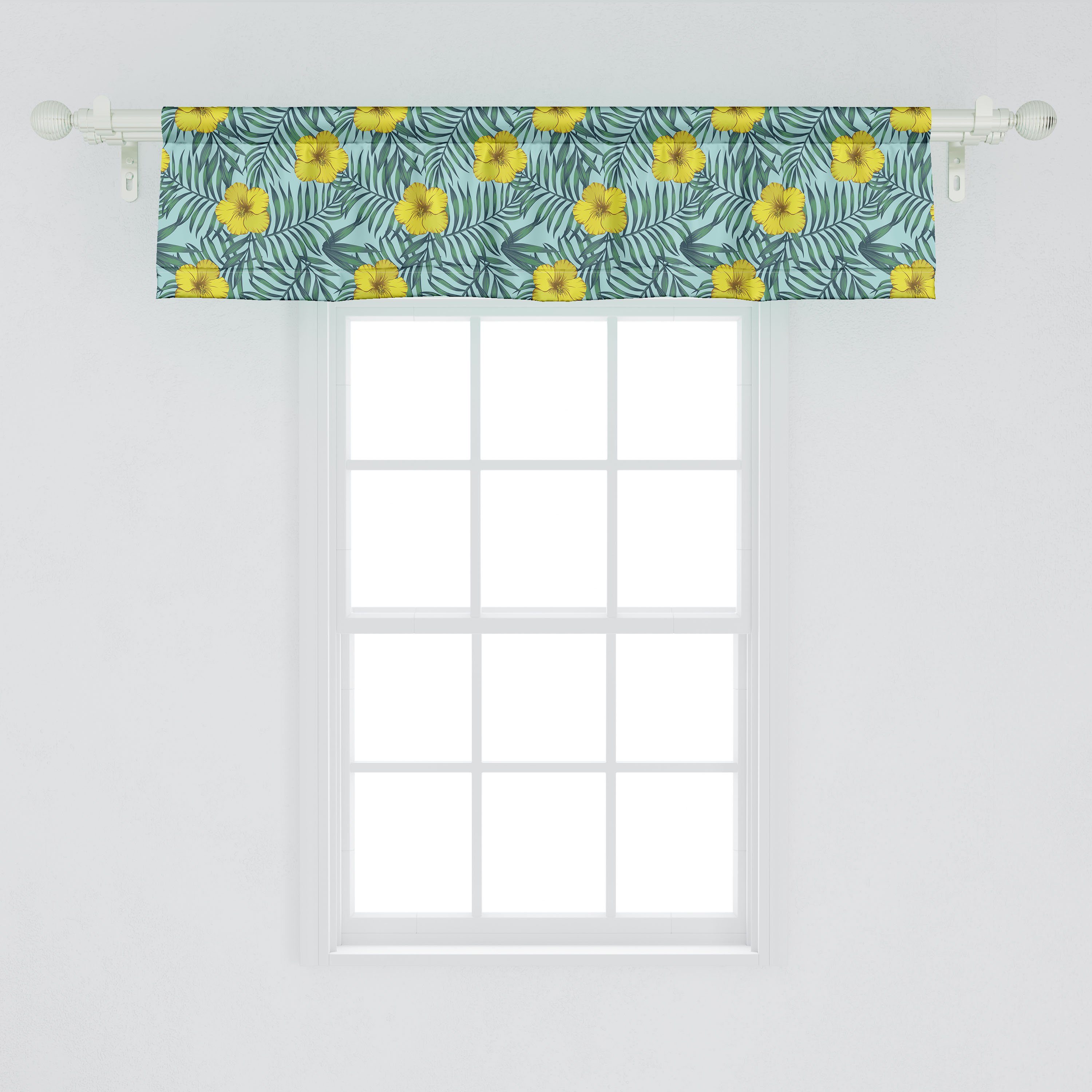 Scheibengardine Vorhang Volant Dekor Microfaser, Stangentasche, Abakuhaus, Küche für Blumen mit Schlafzimmer Zierhibiskusblüten