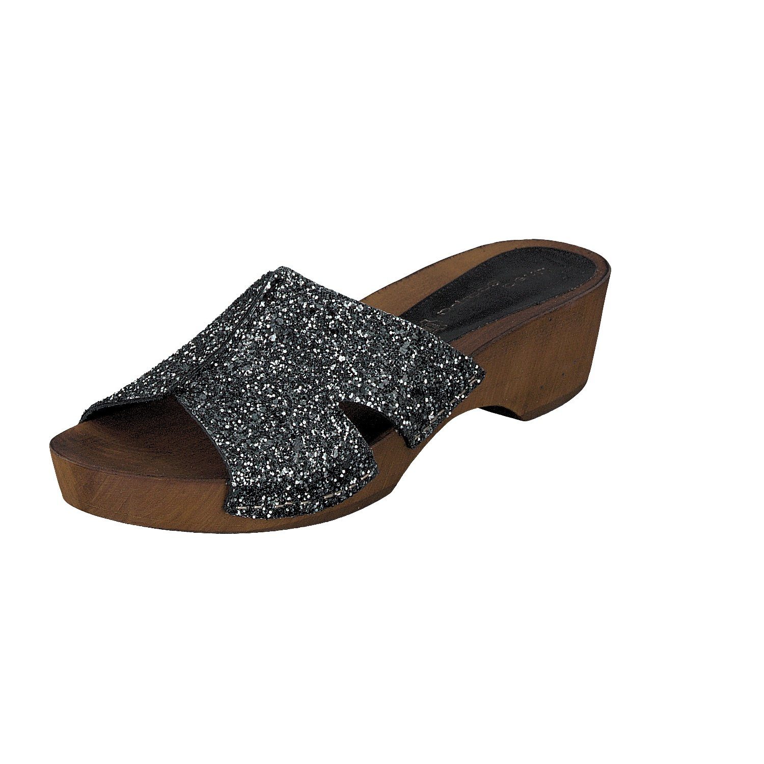 Linea Scarpa Linea Scarpa Panaji Holzclogs Pantoletten echtes Leder Damen schwarz Шлепанцы