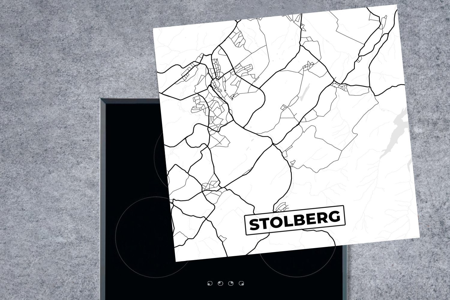 - Stolberg küche Karte Ceranfeldabdeckung, - MuchoWow Stadtplan, für tlg), 78x78 cm, (1 - Herdblende-/Abdeckplatte Karte Arbeitsplatte Vinyl,