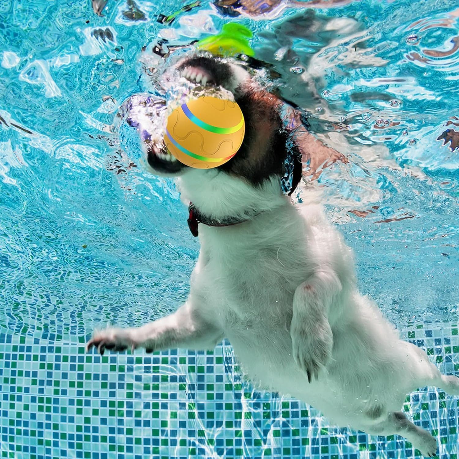 MOPUEA Tier-Intelligenzspielzeug Interaktiver Hundespielball mit LED & Fernbedienung, USB-aufladbar, Interaktives Hundespielzeug Set LED-Beleuchtung, Fernbedienung, zwei Spielmodi, USB-aufladbar, IP54