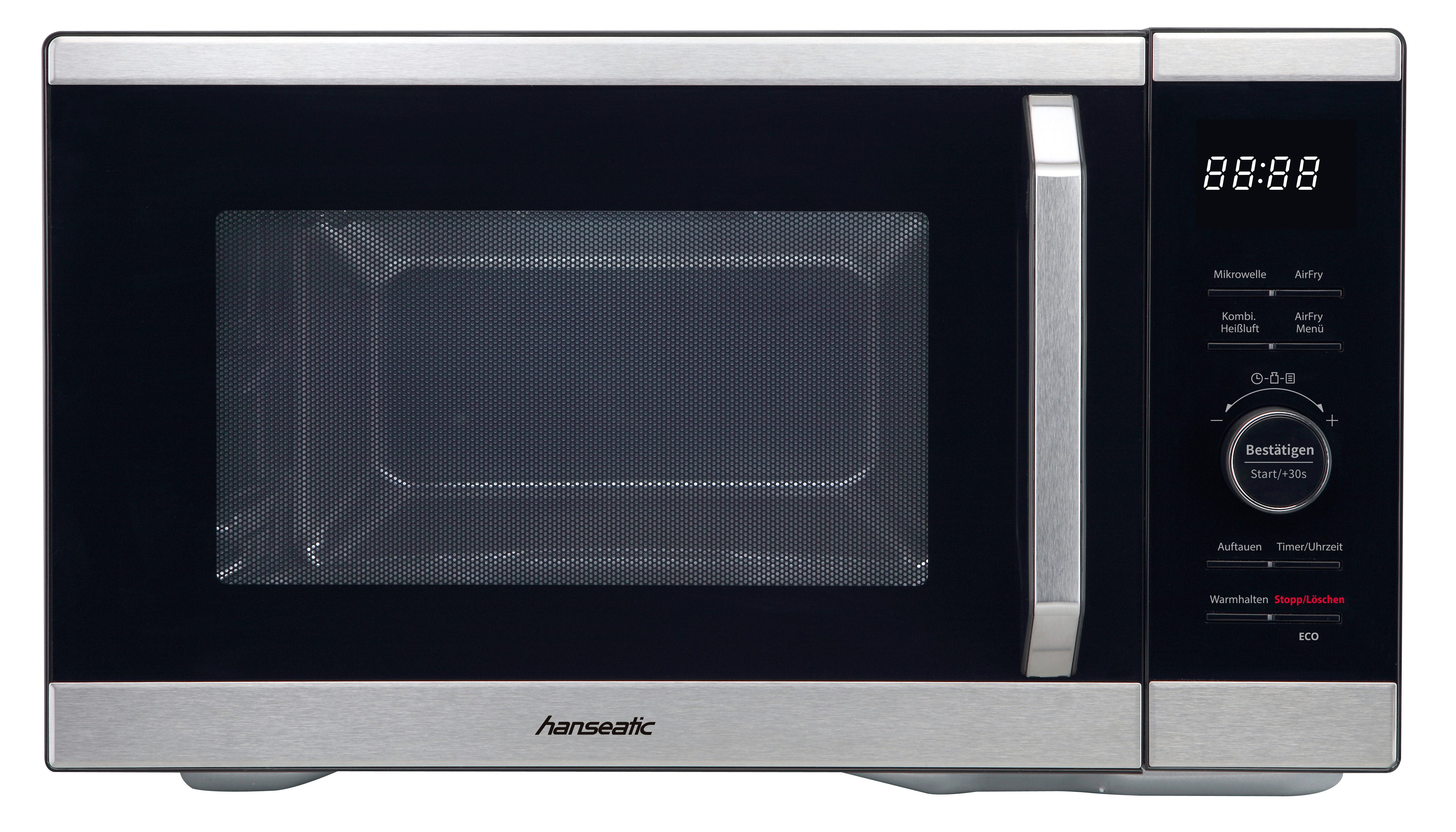 Hanseatic Mikrowelle HM26SB3M, mit Airfry-Funktion, Heißluft, Mikrowelle, Umluft, 26 l, 3 in 1: Mikrowelle, Umluft und Heißluft, inkl. Grillkorb + Grillplatte