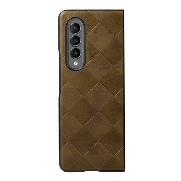 Wigento Handyhülle Für Samsung Galaxy Z Fold4 5G Waben Design Hart Cover Handy Tasche Hülle Etuis Braun