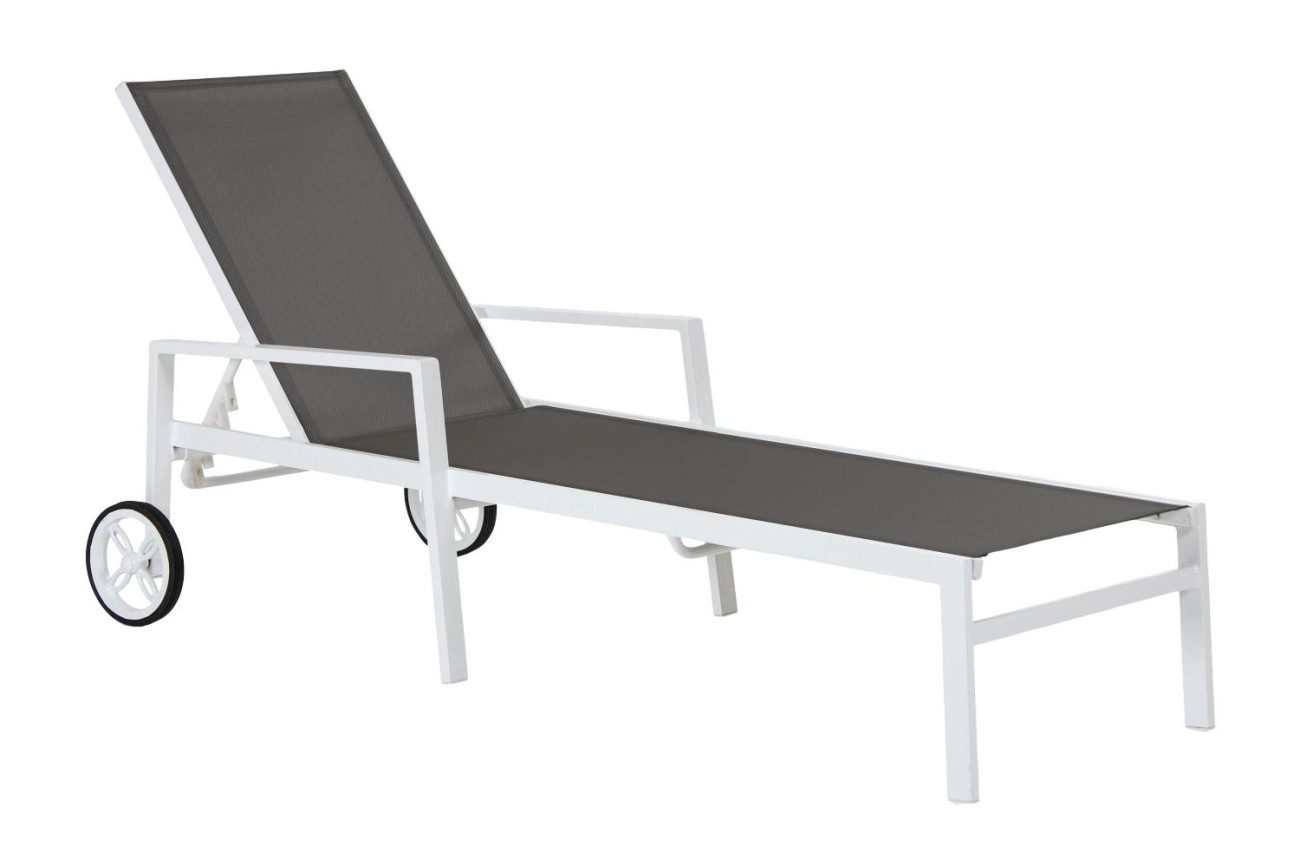 Brafab Gartenliege Leone aus Aluminium, Weiß, Mit Rädern