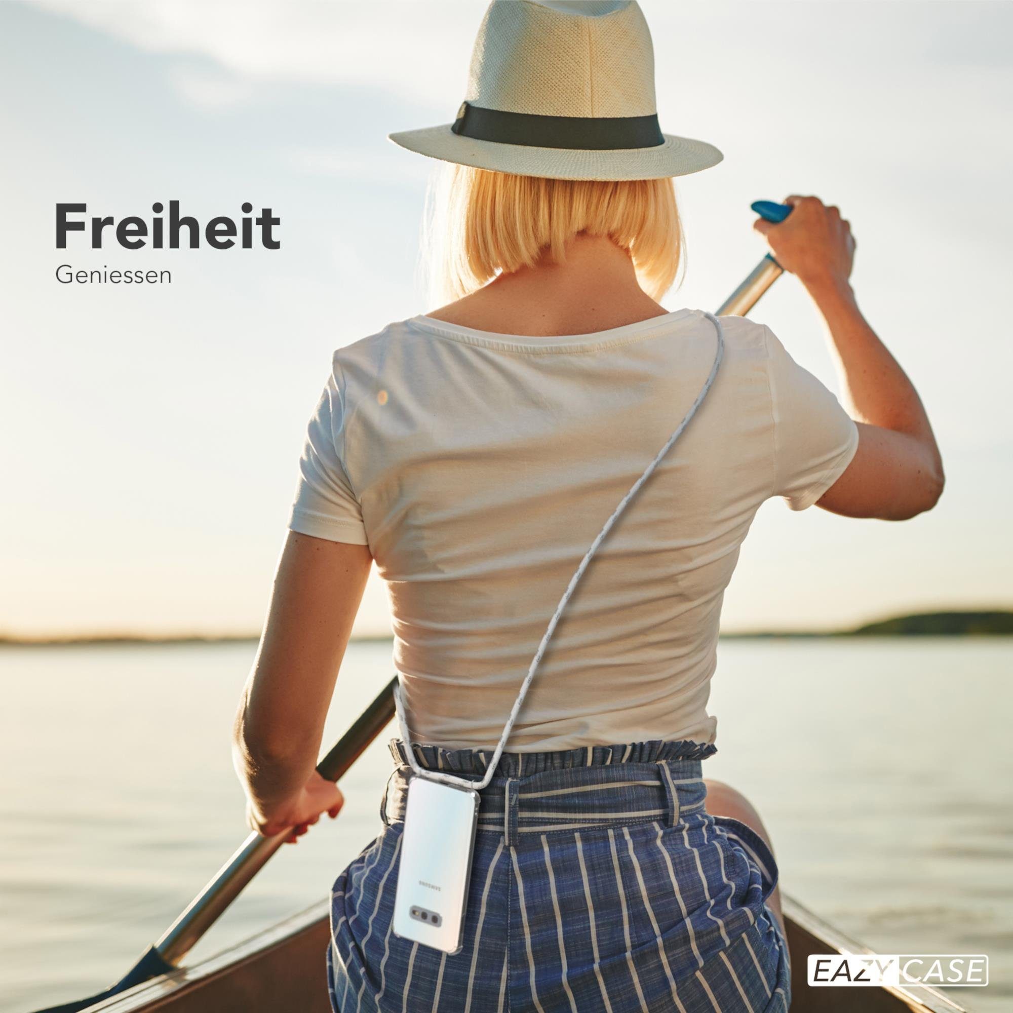 EAZY CASE Handykette Hülle mit Kette für Samsung Galaxy S10e 5,8 Zoll, Hülle Smartphonekette für Unterwegs Festivalhülle Transparent Weiß