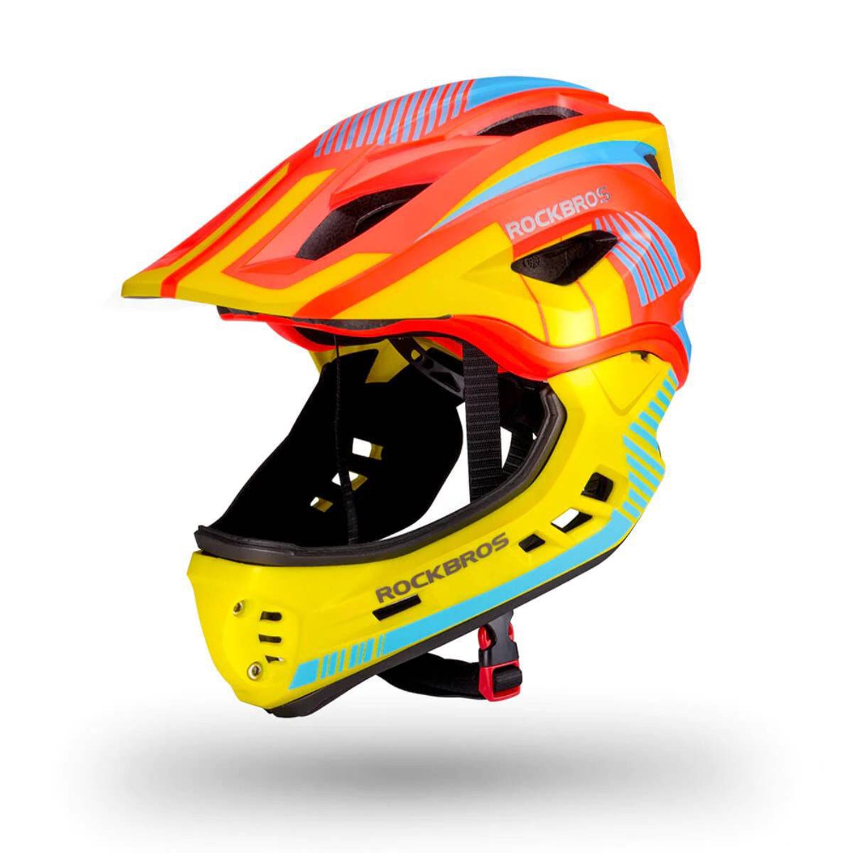 ROCKBROS Kinderfahrradhelm TT-32 (Fahrradhelm Set, Kinderhelm Set mit Kinnschutz), Kinderhelm mit abnehmbarem Fullface Kinnschutz