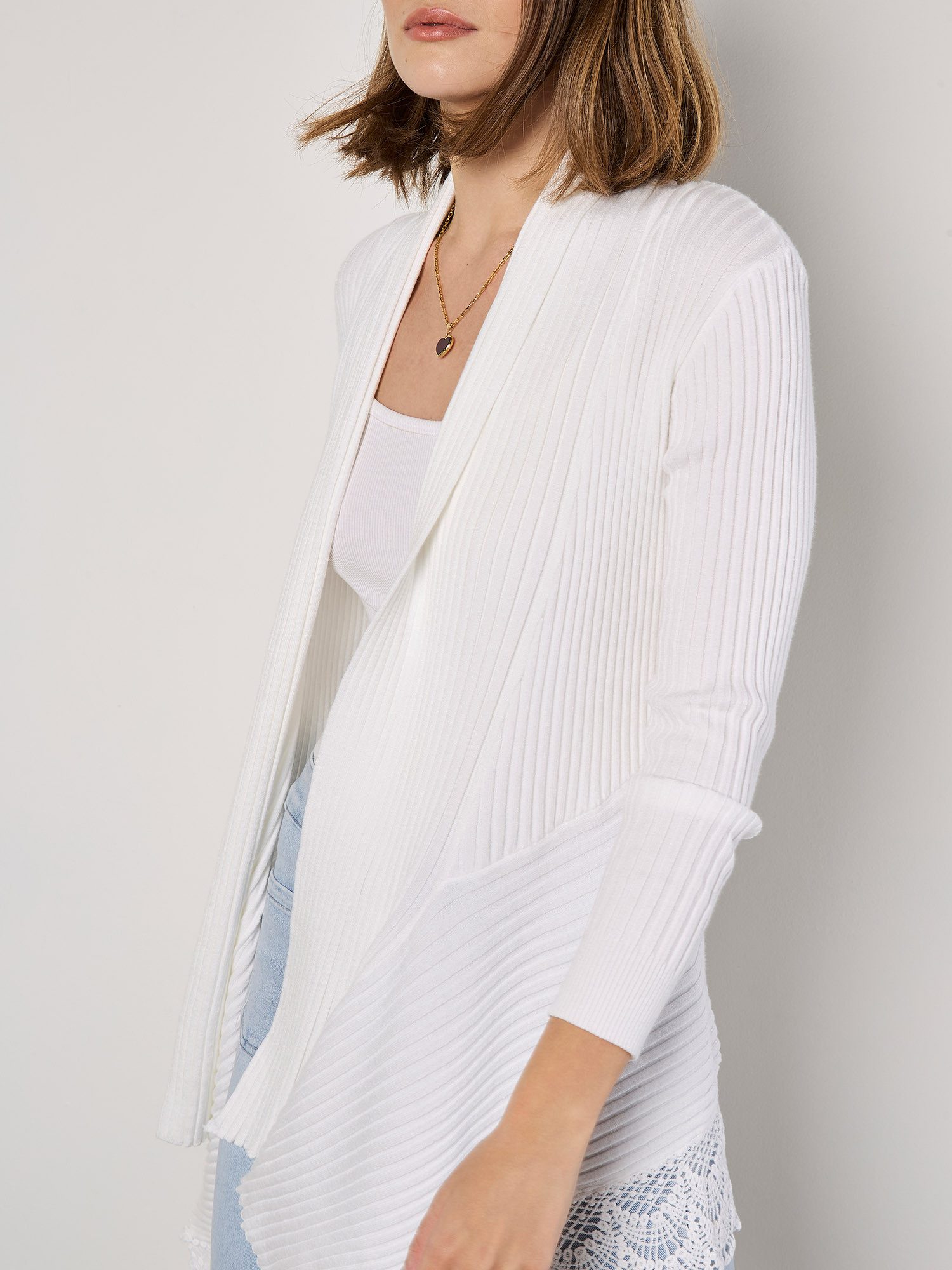 Apricot Cardigan Wasserfall Cardigan (1-tlg) mit Crochetbesatz