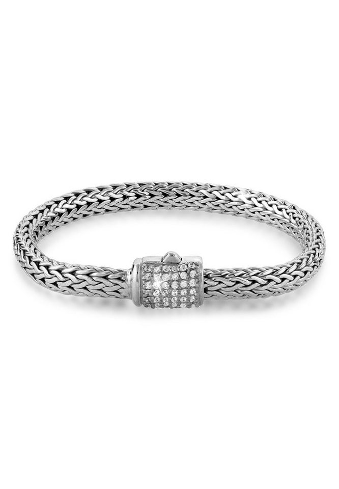 Kuzzoi Armband Gliederarmband Damen Zirkonia Kristalle 925 Silber,  Silberschmuck hochglanzpoliert und anlaufgeschützt