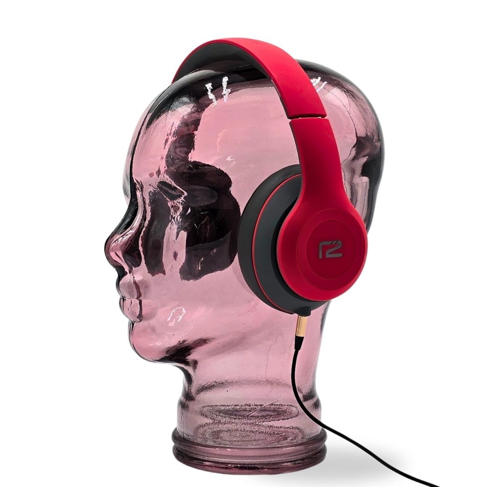 DESIGN DELIGHTS Skulptur Glas KOPFHÖRERSTÄNDER 29cm Glaskopf Skulptur, T08 altrosa