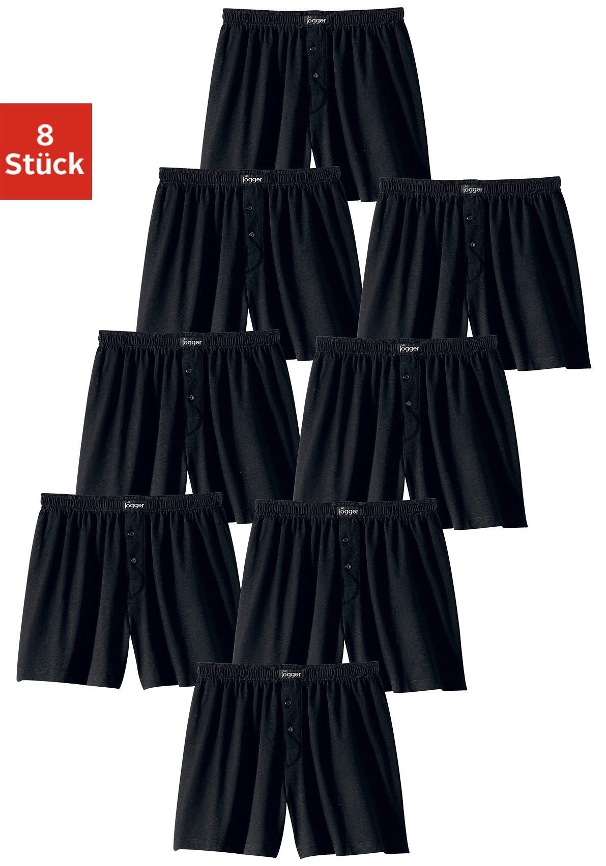 le jogger® Weiter Boxer (Packung, 8-St) aus angenehm weicher Baumwoll-Qualität schwarz