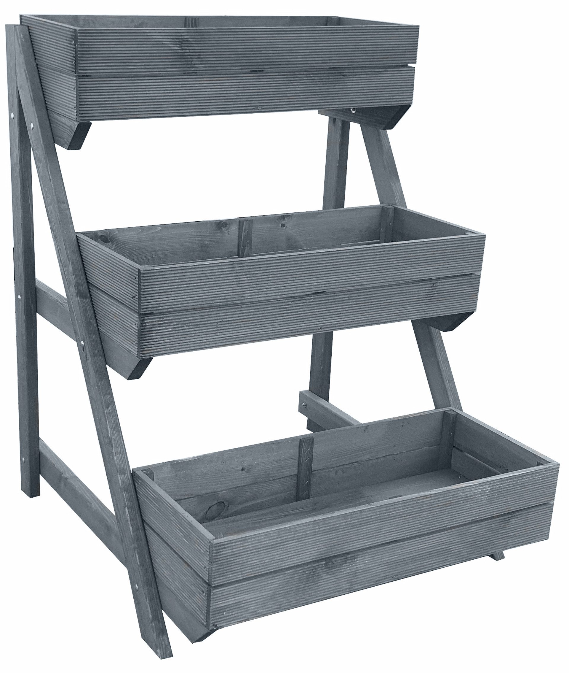 promadino Pflanzentreppe Pflanztreppe mit Kästen, grau, BxTxH: 80x84x100 cm