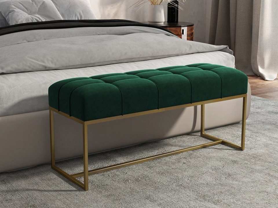Beautysofa Polsterbank Bank Polsterbank Sitzbänk Royal aus Velours mit Knöpfen (modernes Bank aus velurstoff, Breite 80 cm), mit Metallgestell