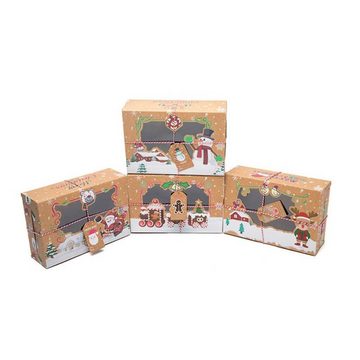 Juoungle Geschenkbox Geschenkboxen mit Weihnachtsmotiven, faltbare Pappbox