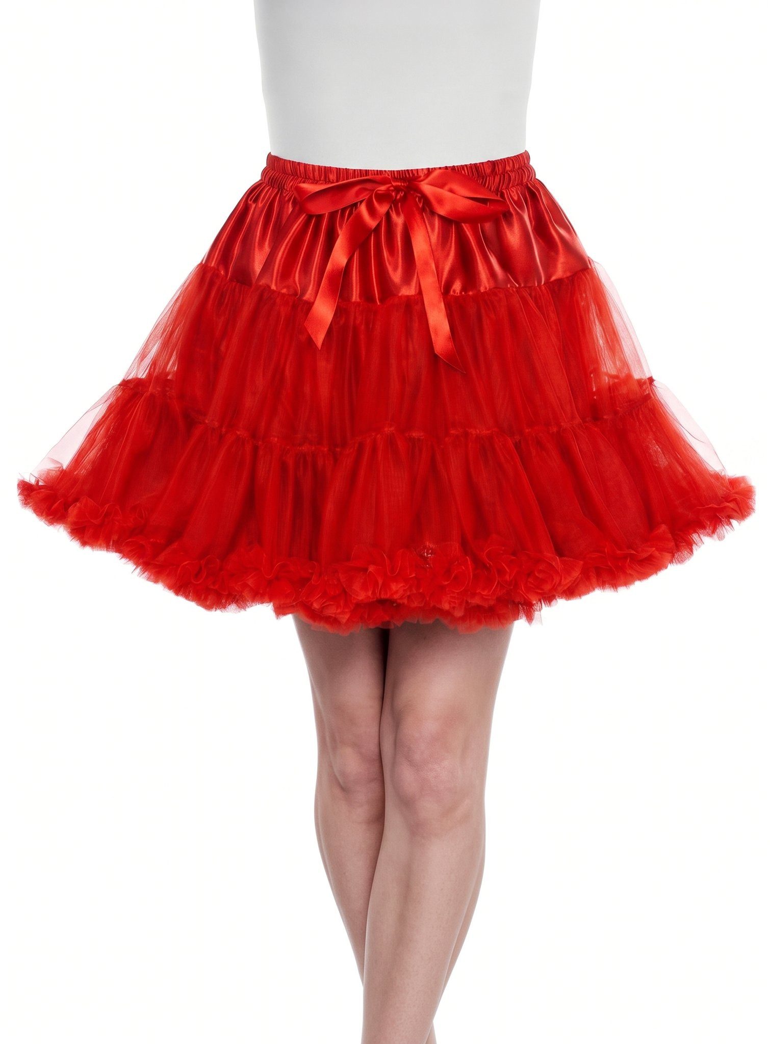 Metamorph Kostüm Rüschen Tutu rot, Hochwertiger Petticoat mit Schleife und Rüschensaum