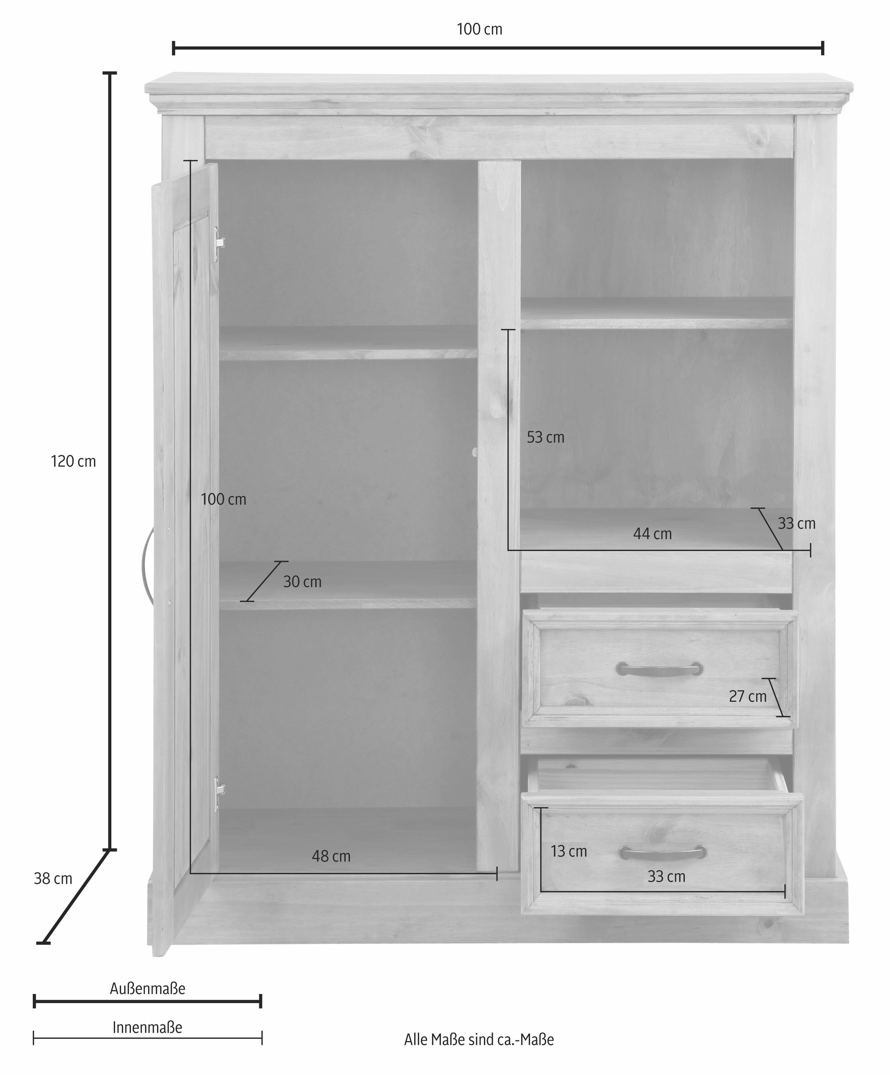 Home affaire Highboard Selma, Vitrine, Breite 100 cm