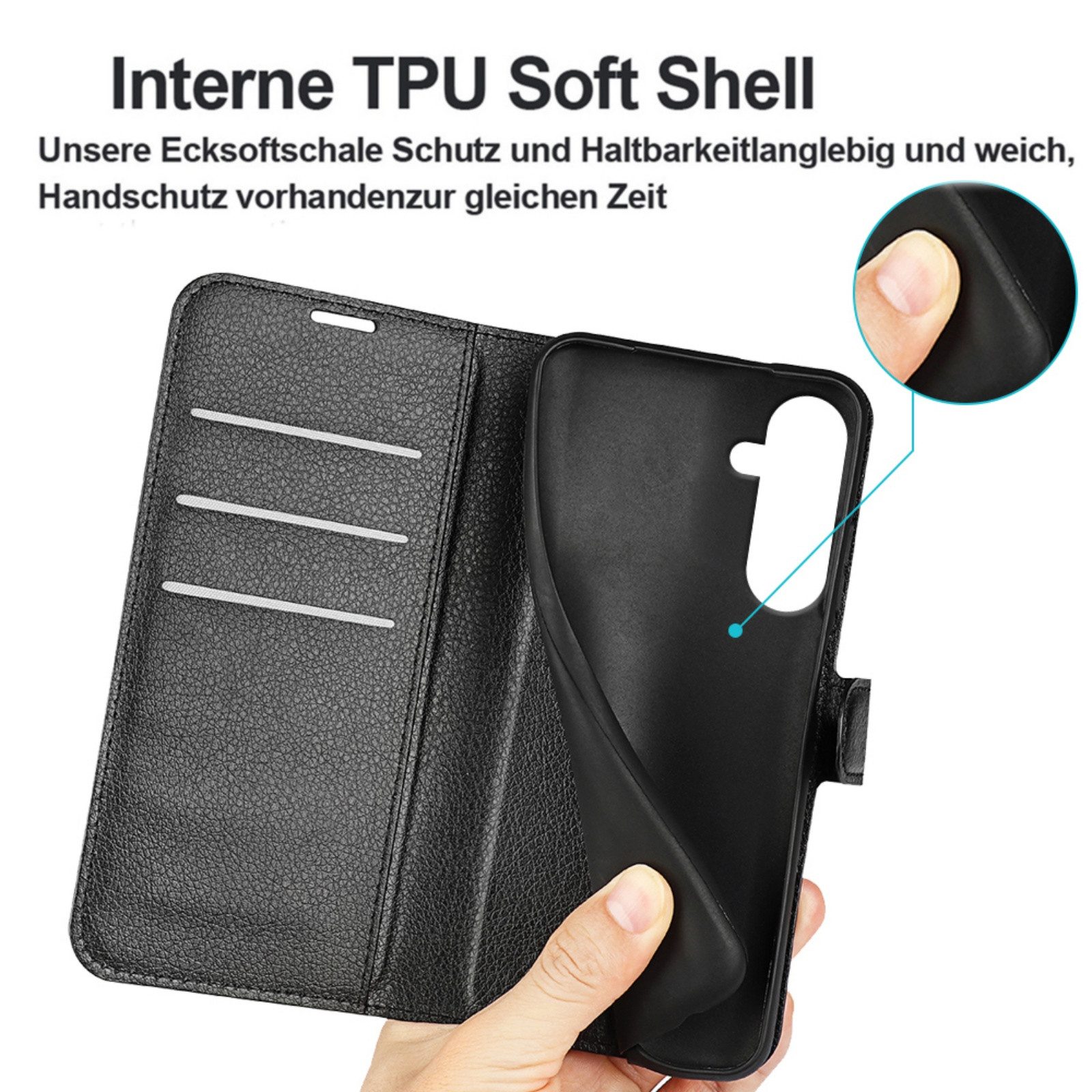 betterfon Handyhülle für Samsung Galaxy A17 Wallet Case Hülle Schutzhülle Klapphülle, Praktisch: Kartenfächer & Standfunktion integriert – Bild 5 von 5