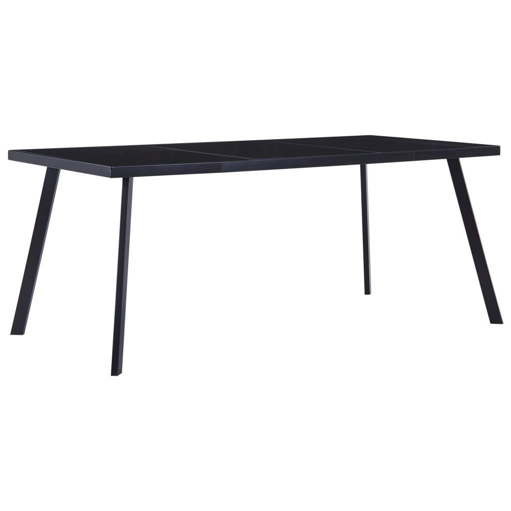 furnicato Esstisch Gehärtetes Glas Stahl 160 x 80 x 75 cm Schwarz (1-St), Pflegeleichter Küchentisch mit stabilen Stahlrohrbeinen in Schwarz
