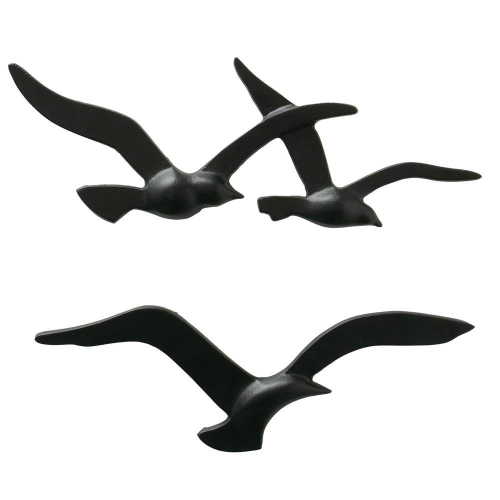 BOLTZE Wanddekoobjekt Möwe Birdy 2er Set, Wandobjekt Wanddeko Vögel Metall Maritimes Skandinavisches Design