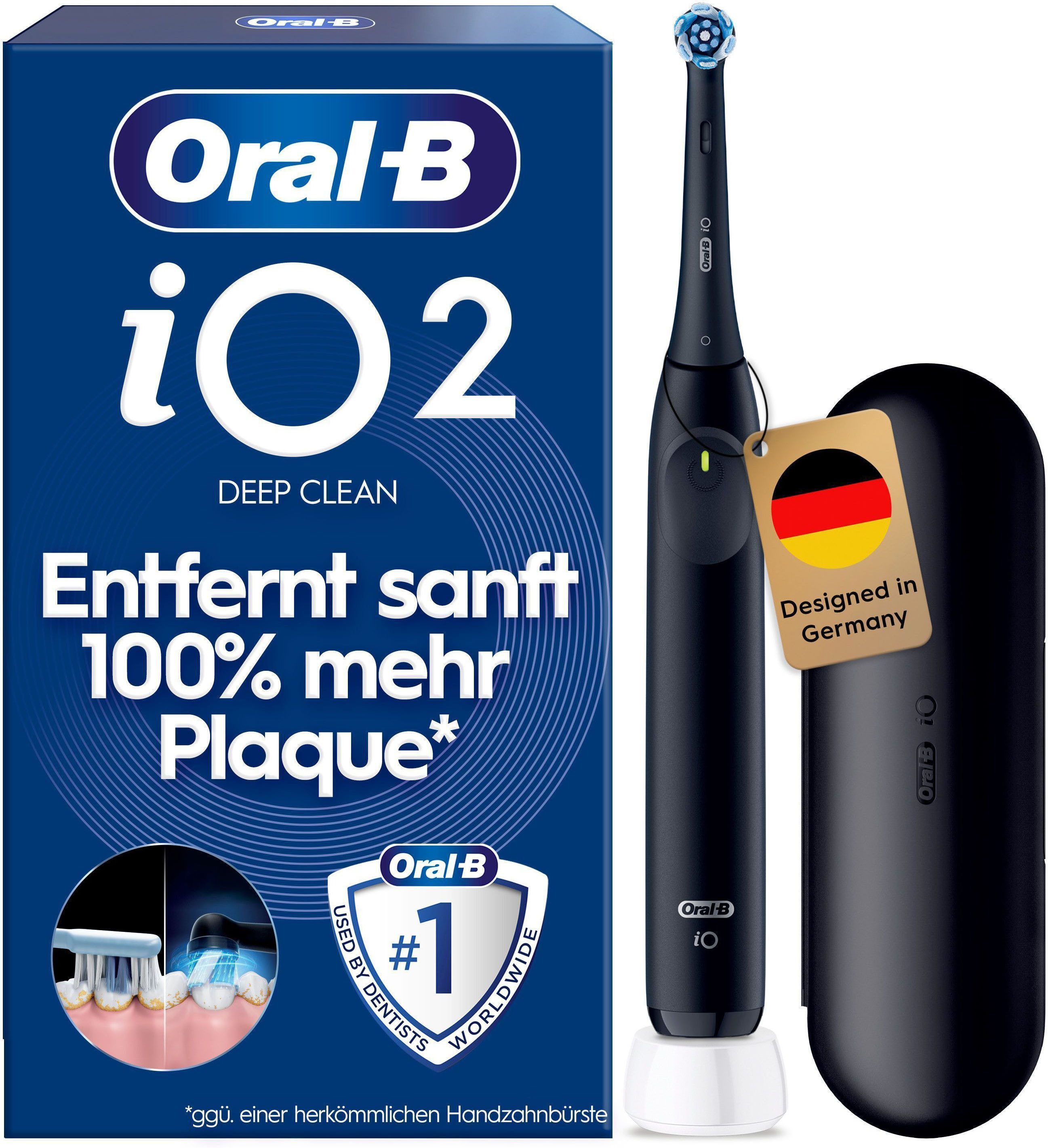 Oral-B Elektrische Zahnbürste iO Series 2, Aufsteckbürsten: 1 St., für die ultimative Reinigung, Reise-Etui