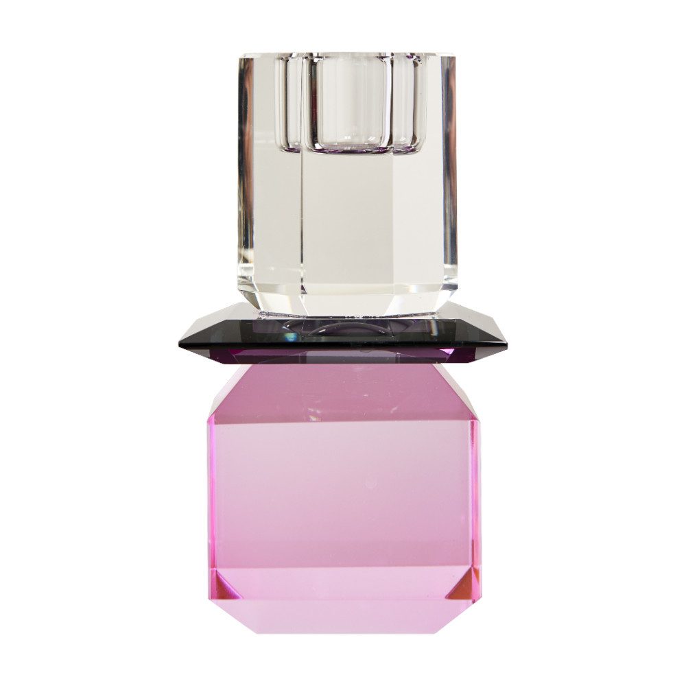 EJA International Kerzenhalter Kristall - Pink, Grau, Klar (1 St), 13 x 7 x 7 cm