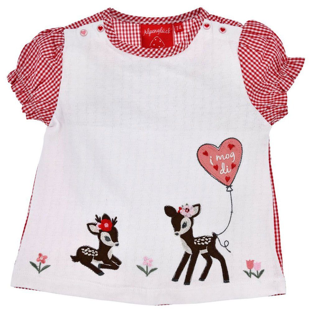 BONDI Trachtenbluse BONDI Baby Mädchen T-Shirt 'Bambi' 86753, Weiß Ro