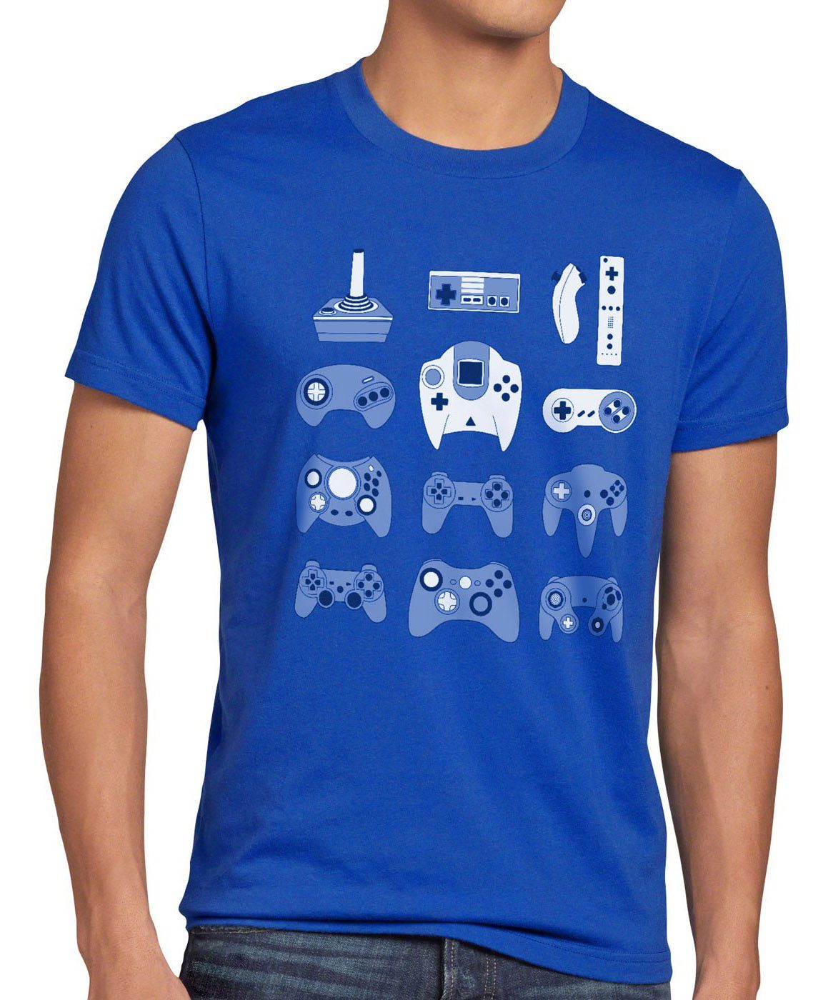 style3 Print-Shirt T-Shirt sonic nes wii mario nintendo kart zelda blau Herren switch Gamer super sega ps4 snes