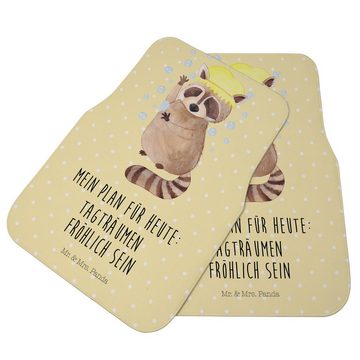 Fußmatte Waschbär - Gelb Pastell - Geschenk, waschen, Autofußmatten, Seifenbla, Mr. & Mrs. Panda, Höhe: 0.5 mm