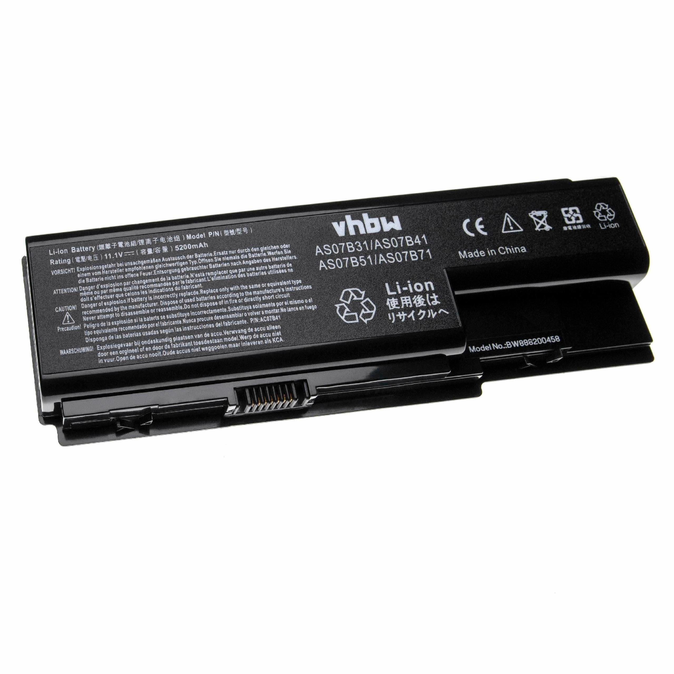 vhbw Ersatz für Acer 3UR18650Y-2-CPL-ICL50, 934T2180F, AS07B31, AS07B32, Laptop-Akku 5200 mAh