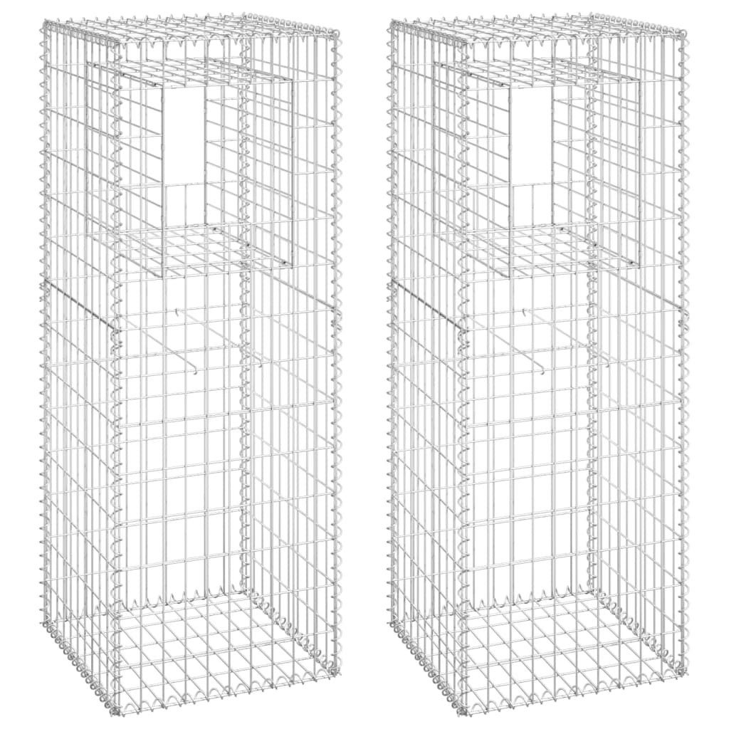 vidaXL Zaunpfosten Gabionensäulen 2 Stk. 50x50x140 cm Eisen, (2-St)