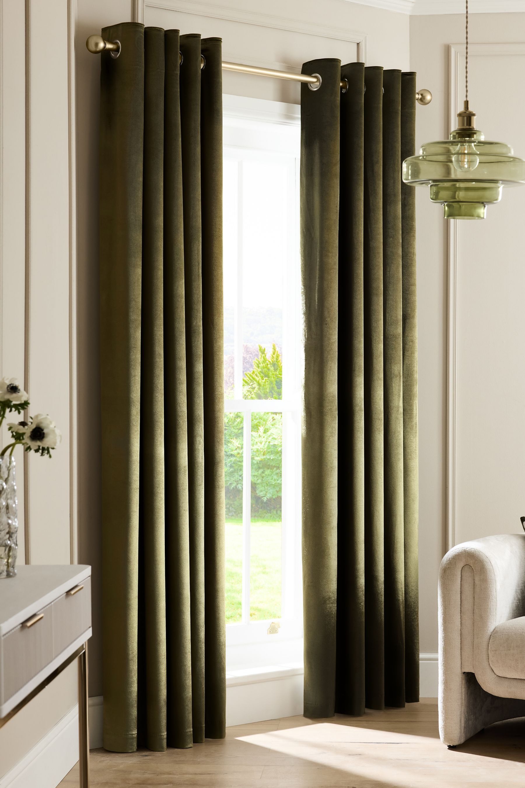 Next Vorhang Gefütterte Ösenvorhänge aus fließendem Samt (2 St) günstig online kaufen