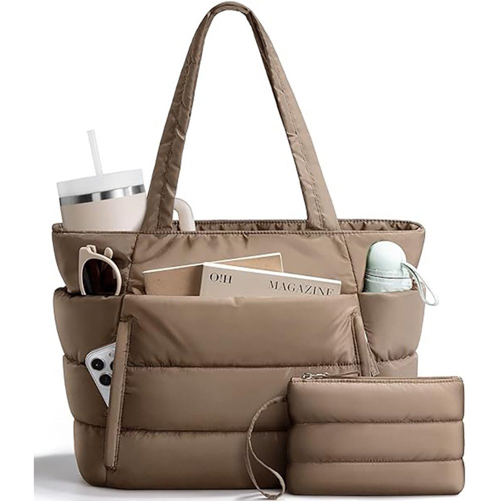 nsihing Umhängetasche Handtasche Damen Shopper Schultertasche Damen Tote Bag, Puffer-Tragetasche für Damen, leichte, bauschige Arbeitshandtasche