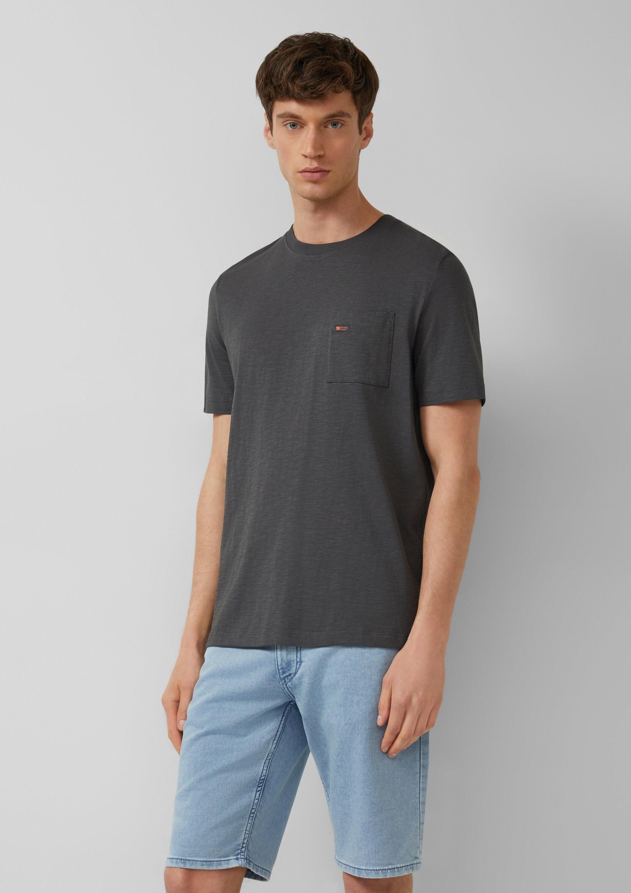 s.Oliver Kurzarmshirt T-Shirt T-Shirt in Flammgarnstruktur mit Brusttasche