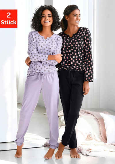 Vivance Dreams Pyjama (4 tlg., 2 Stück) mit Sternenmuster