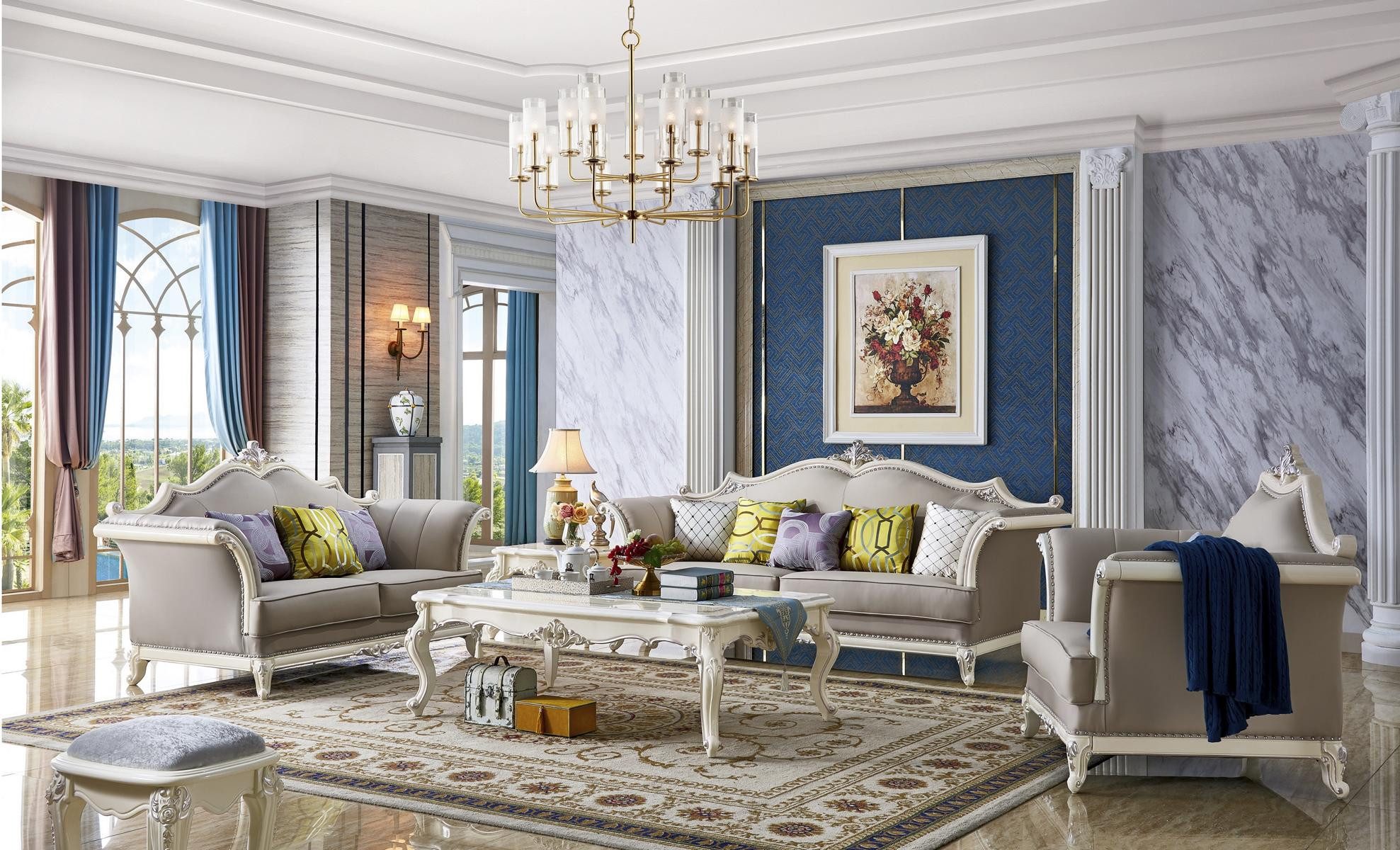 JVmoebel Couchtisch Klassischer Tisch Barock Beistelltisch Sofa Wohnzimmer Holz Weiß