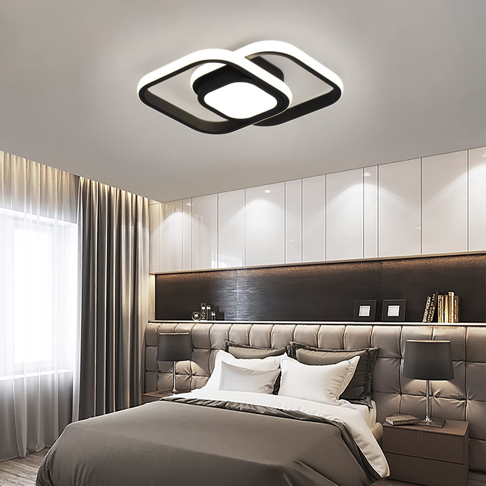 JDONG LED Deckenleuchte Schwarz 30/32cm Deckenlampe 4000K 2000LM Neutralwei günstig online kaufen