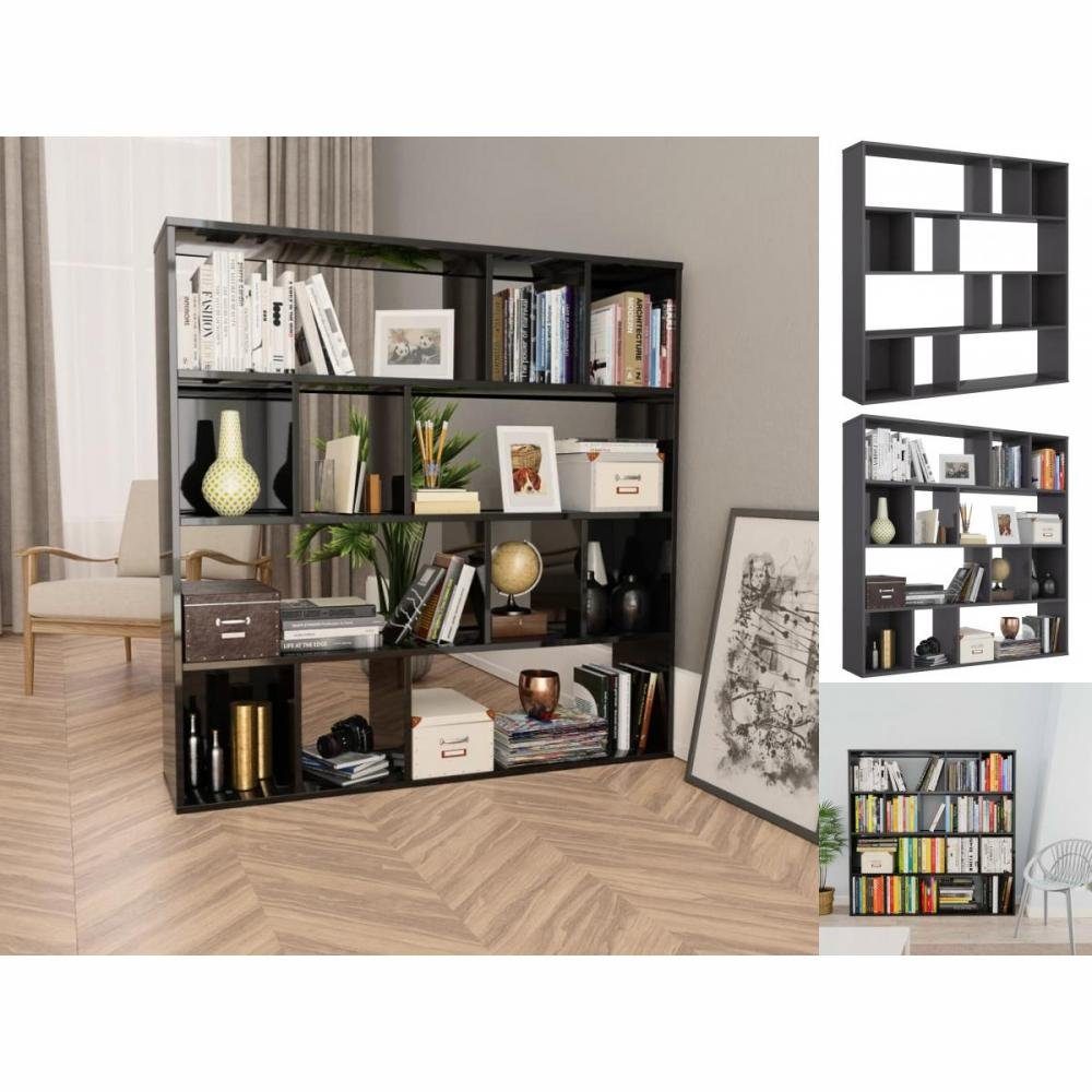 vidaXL Regal Raumteiler Bücherregal Trennwand Standregal HochglanzGrau