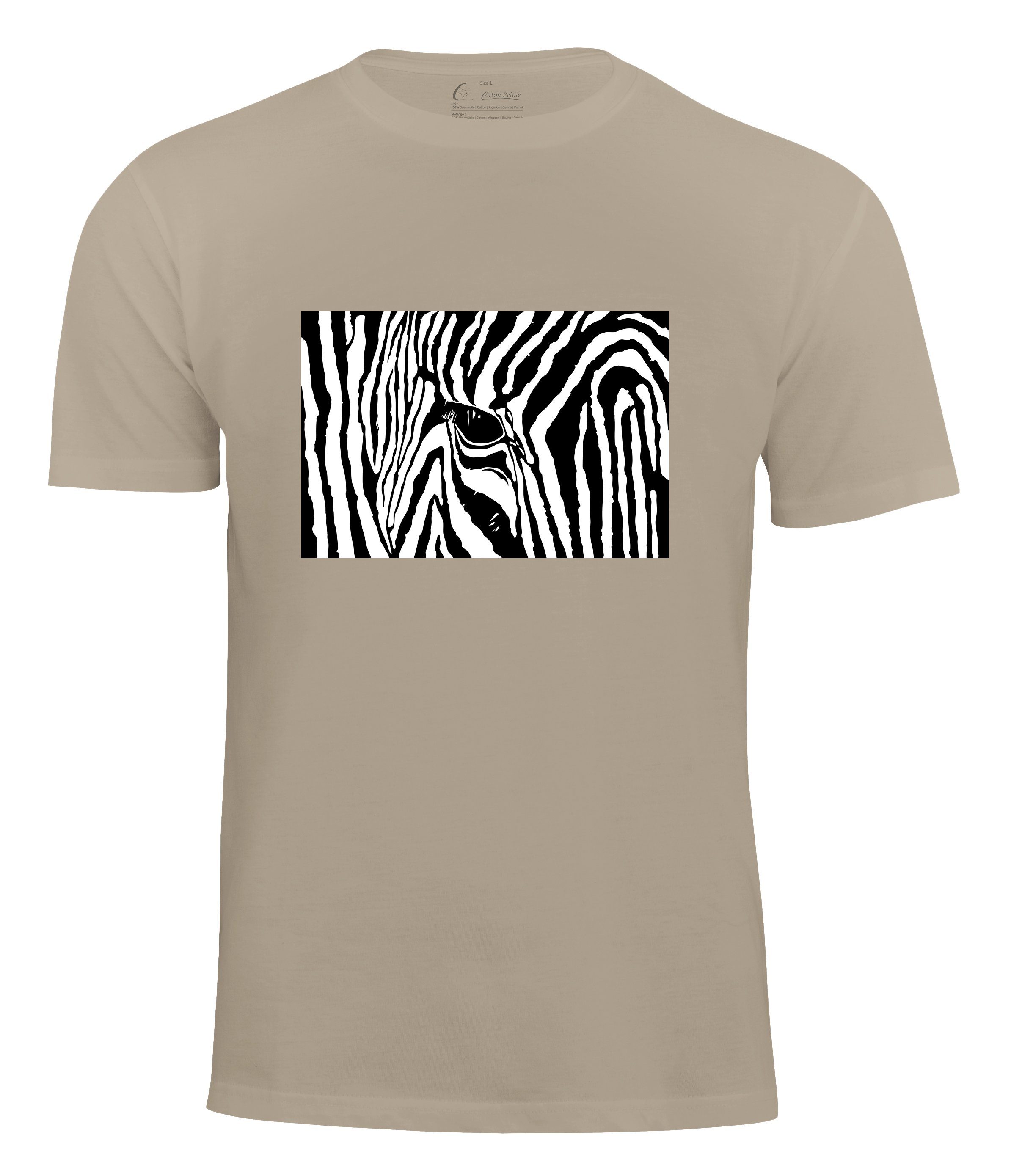 Cotton Prime® T-Shirt Black & White Zebra Eye beige