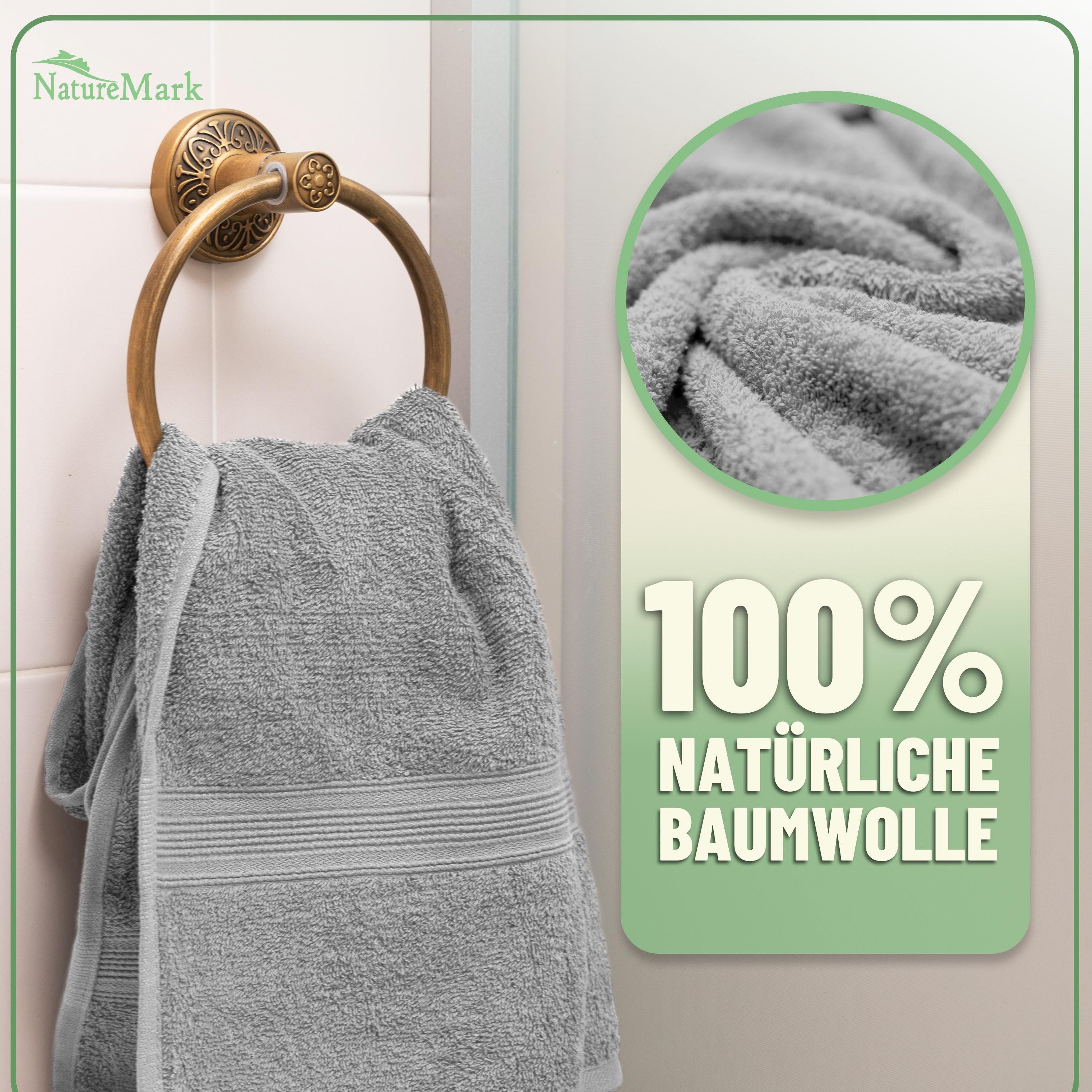 NatureMark Handtuch Set 10 tlg. Frottier Handtuch-Set, 100% Baumwolle (10-St), 4X Handtücher, 2X Duschtücher, 2X Gästetücher, 2X Waschhandschuhe – Bild 3 von 5