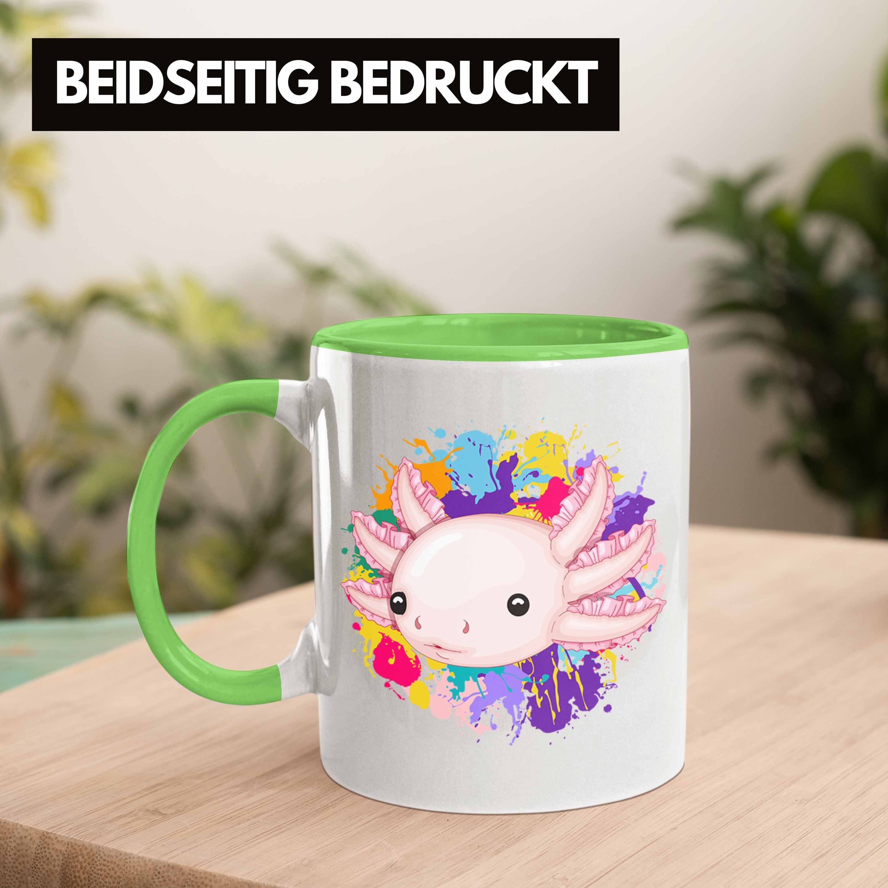 Tasse Gamer Tasse Grün Geschenk Geschenkidee Trendation Axolotl für Schwanz-Lur Schwanzlurch