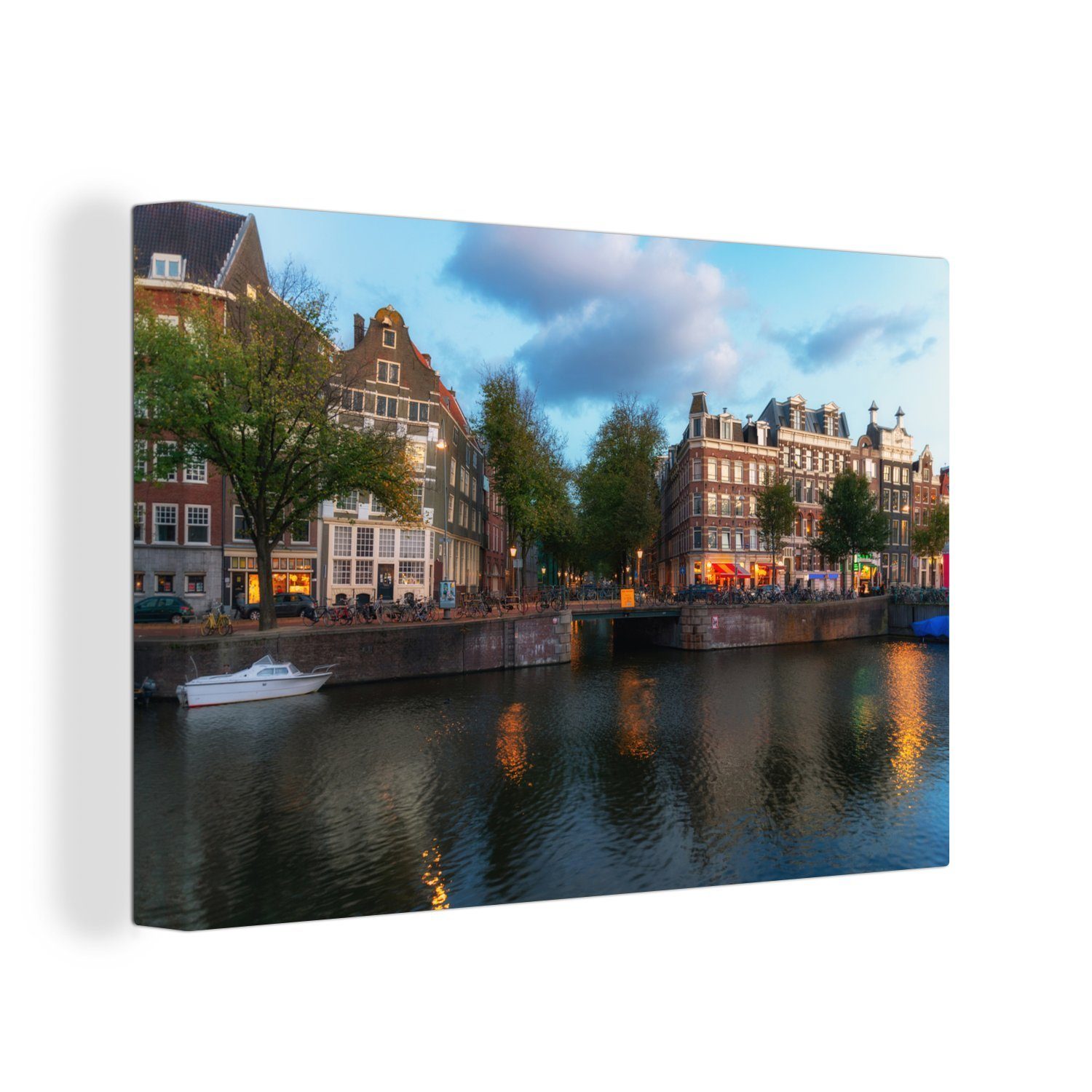 OneMillionCanvasses® Leinwandbild Wolken über der Prinsengracht in Amsterdam, (1 St), Wandbild Leinwandbilder, Aufhängefertig, Wanddeko, 30x20 cm