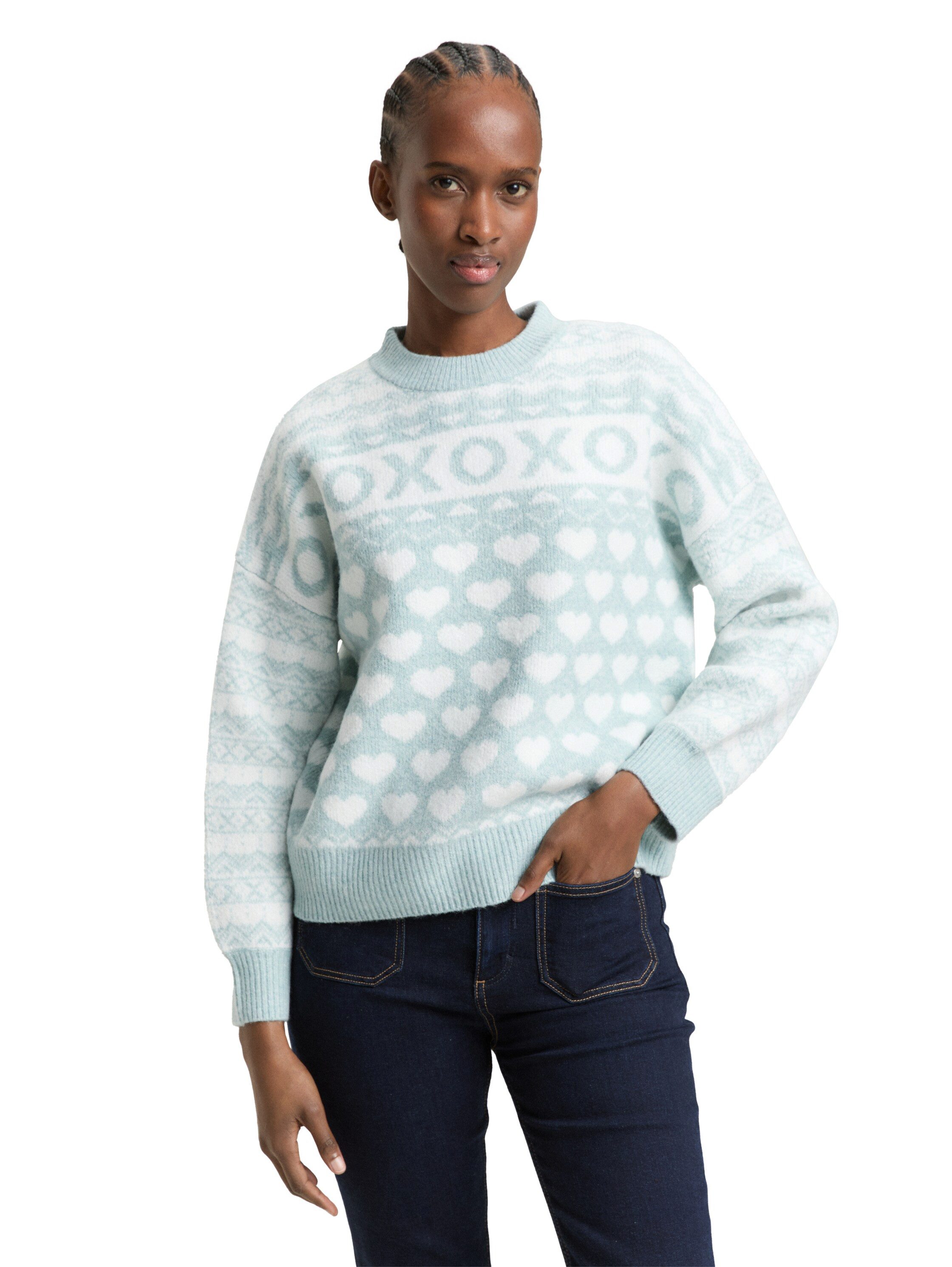 TOM TAILOR Denim Strickpullover mit Allover-Muster