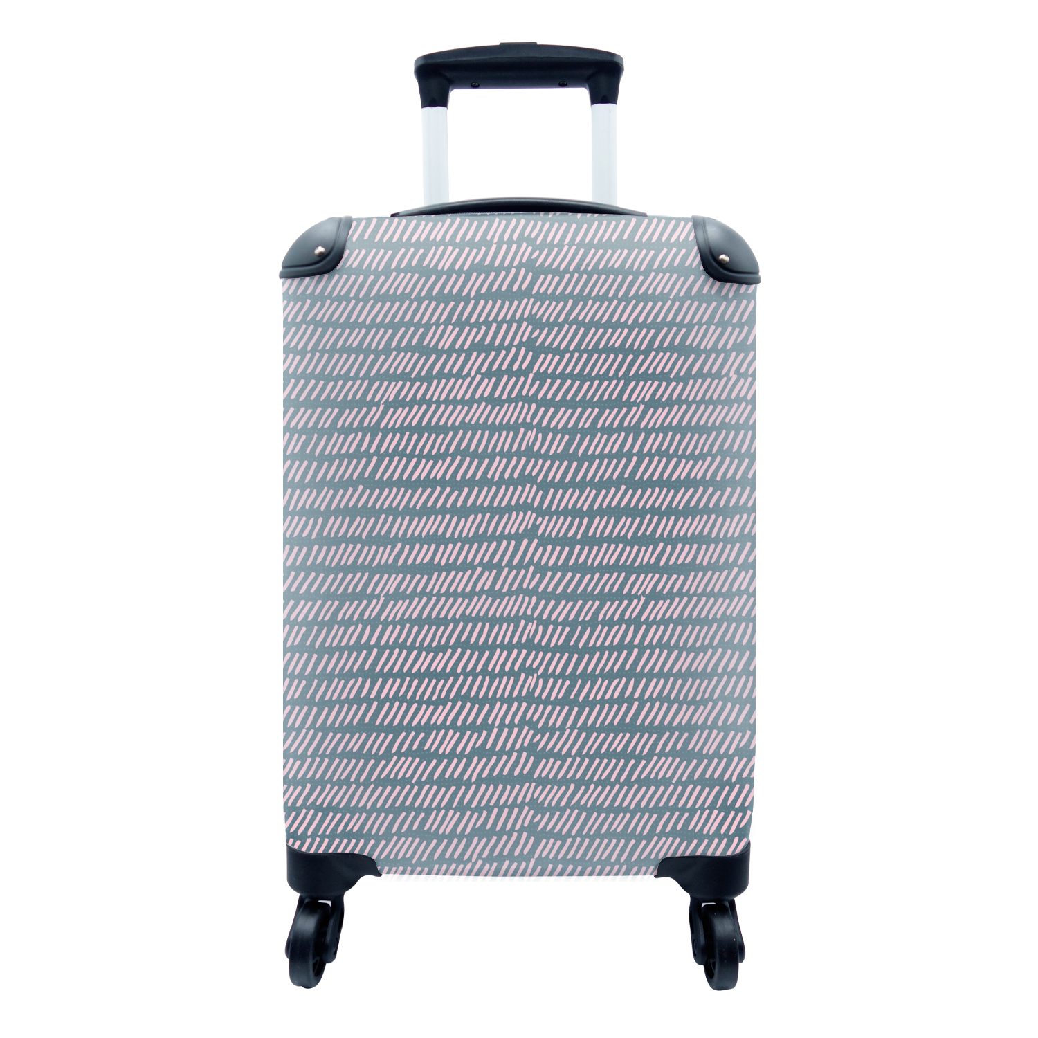 MuchoWow Handgepäckkoffer Design - Rosa - Muster, 4 Rollen, Reisetasche mit rollen, Handgepäck für Ferien, Trolley, Reisekoffer