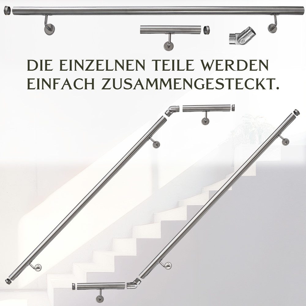 V2Aox Handlauf Handlauf aus Edelstahl mit Winkel 150 cm Gelenkverbinder Geländer – Bild 4 von 5