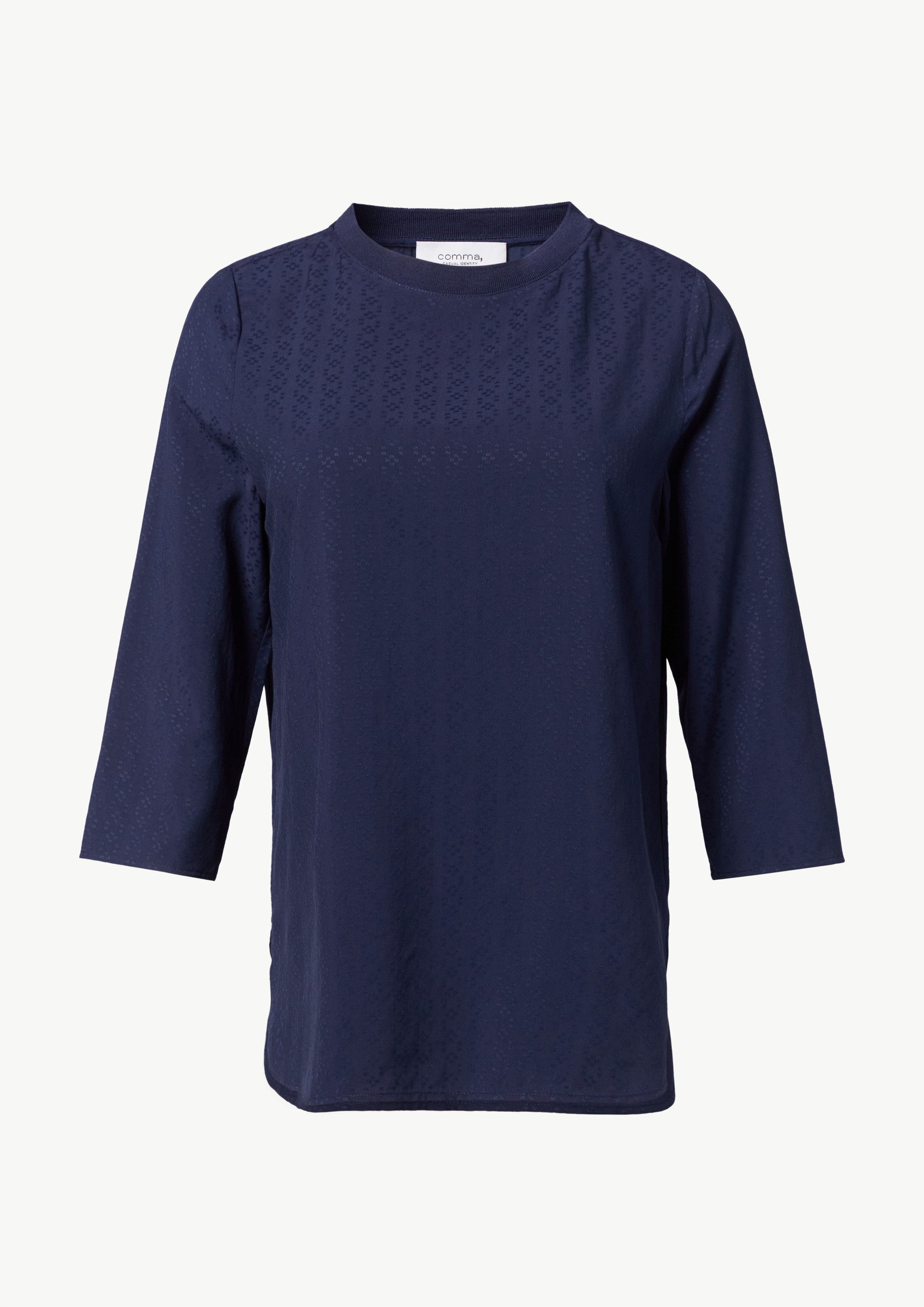 comma Kurzarmbluse Bluse Bluse aus Jacquard mit T-Shirt-Ausschnitt