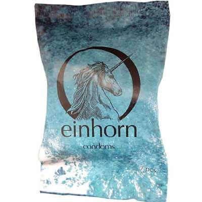 einhorn Kondome Bali (54mm Breite + Comfort-Form) Wochenration, Packung mit, 7 St., Fairstainability Kondome - kreativ, nachhaltig & fair gehandelt, vegane Kondome in der Chipstüte