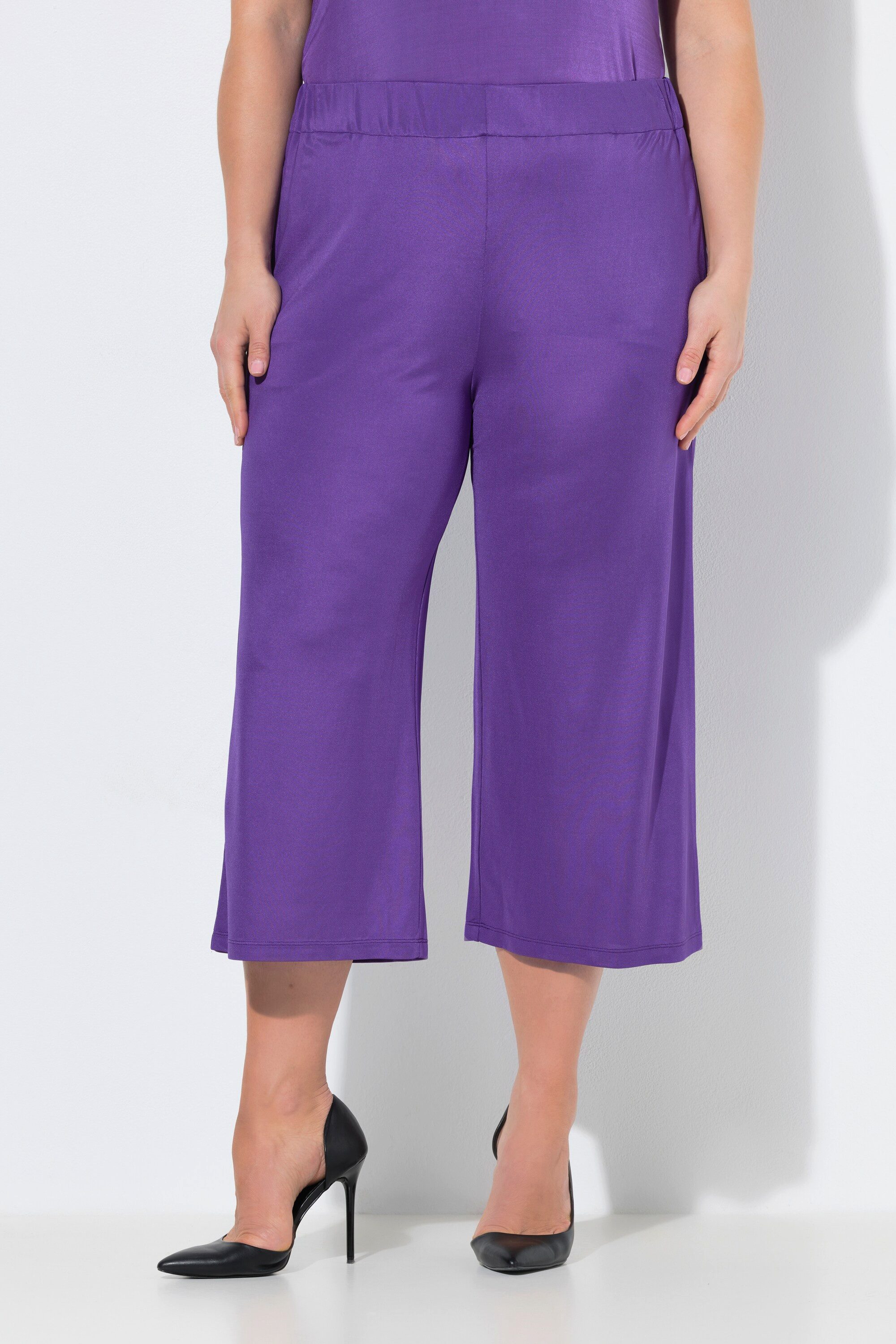 Ulla Popken Culotte Slinky-Culotte wadenlang weites Bein Elastikbund