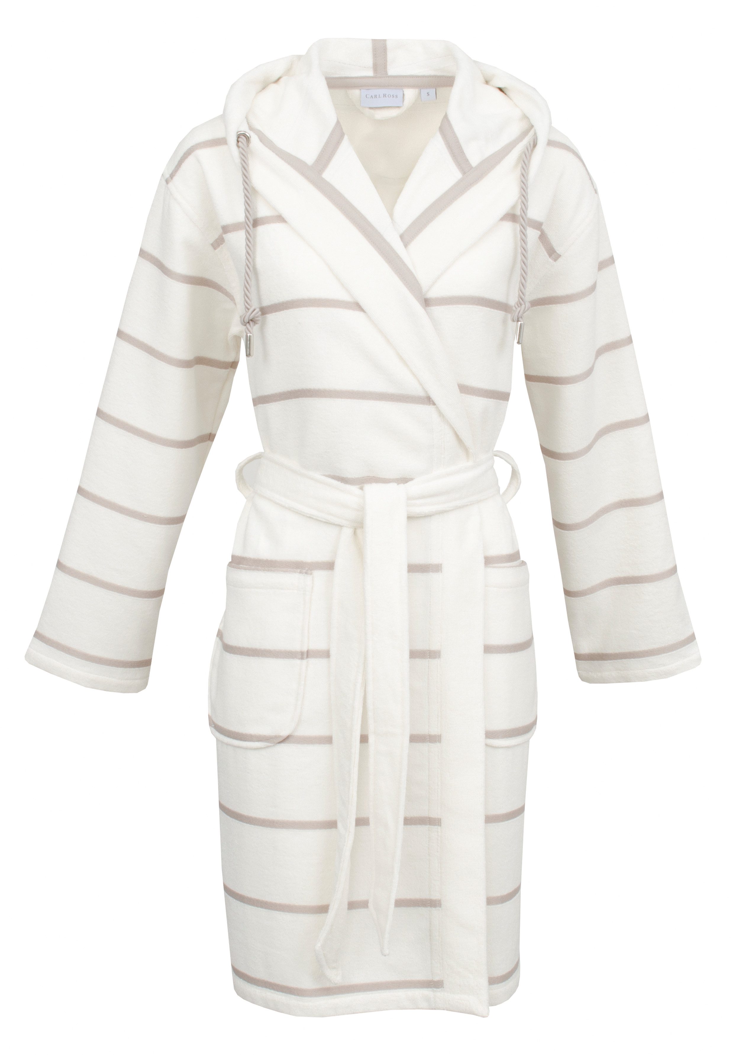 Carl Ross Unisex-Bademantel supercombed light, Kurzform, Frottier, Kapuze, Gürtel, Kapuze