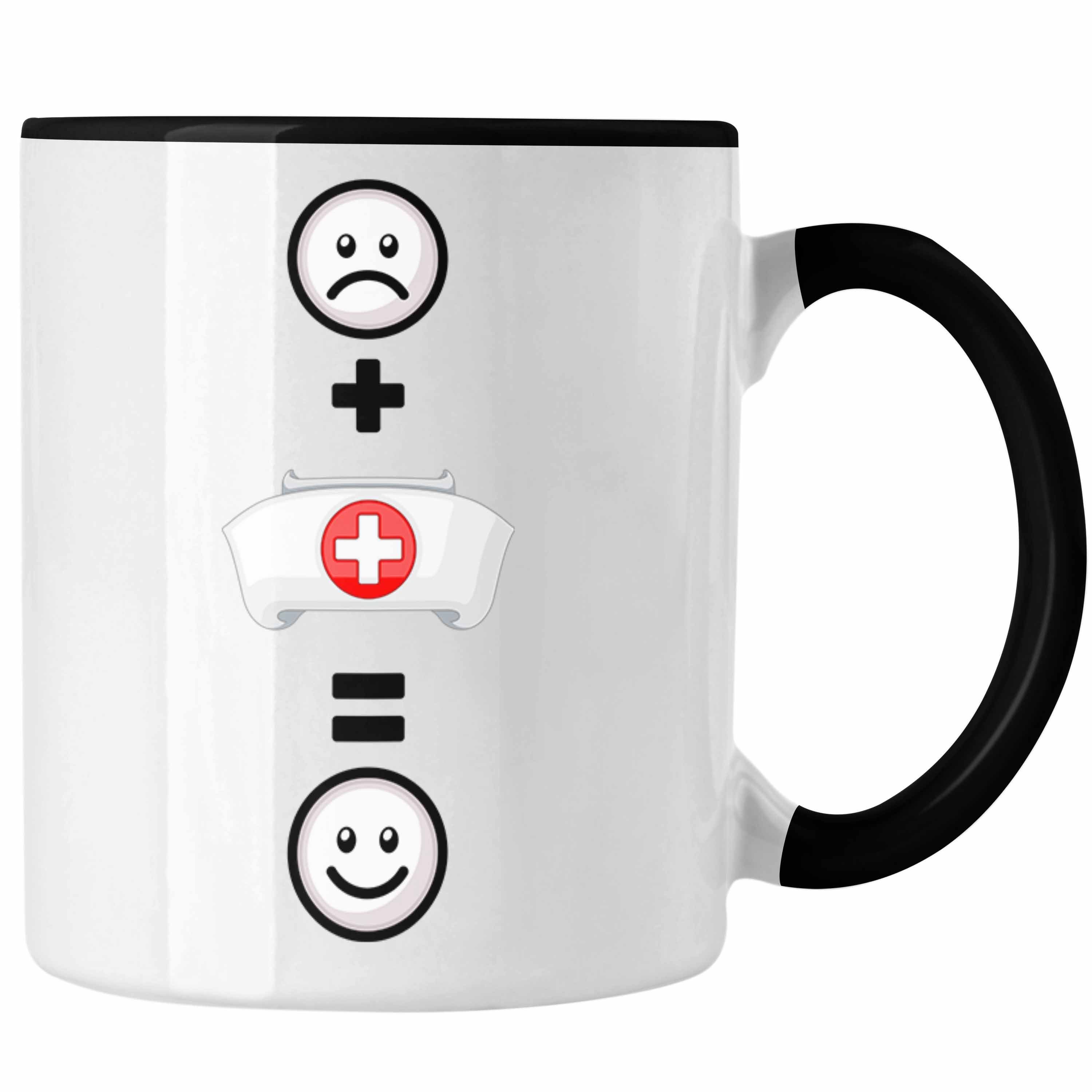 Trendation Tasse Krankenschwester Tasse Geschenk für Krankenschwestern Lustige Geschenk Schwarz