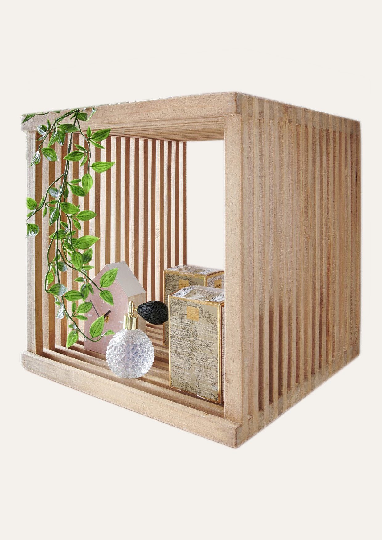 More2Home Regalwürfel FOUR, Teakholz natur, 40 cm